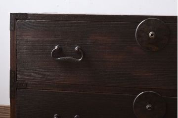 アンティーク家具　古民具・骨董　銅金具!総桐材の衣装箪笥ローボード(時代箪笥、桐箪笥、桐たんす)(2)