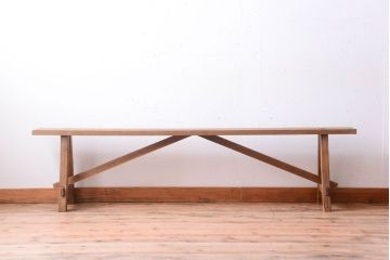 アンティーク家具　アンティーク　古い木味のシンプルな木製ベンチ
