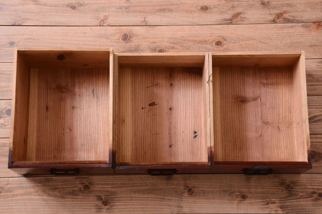 アンティーク家具　古民具・骨董　明治　前面欅材の古い米沢帳場小箪笥