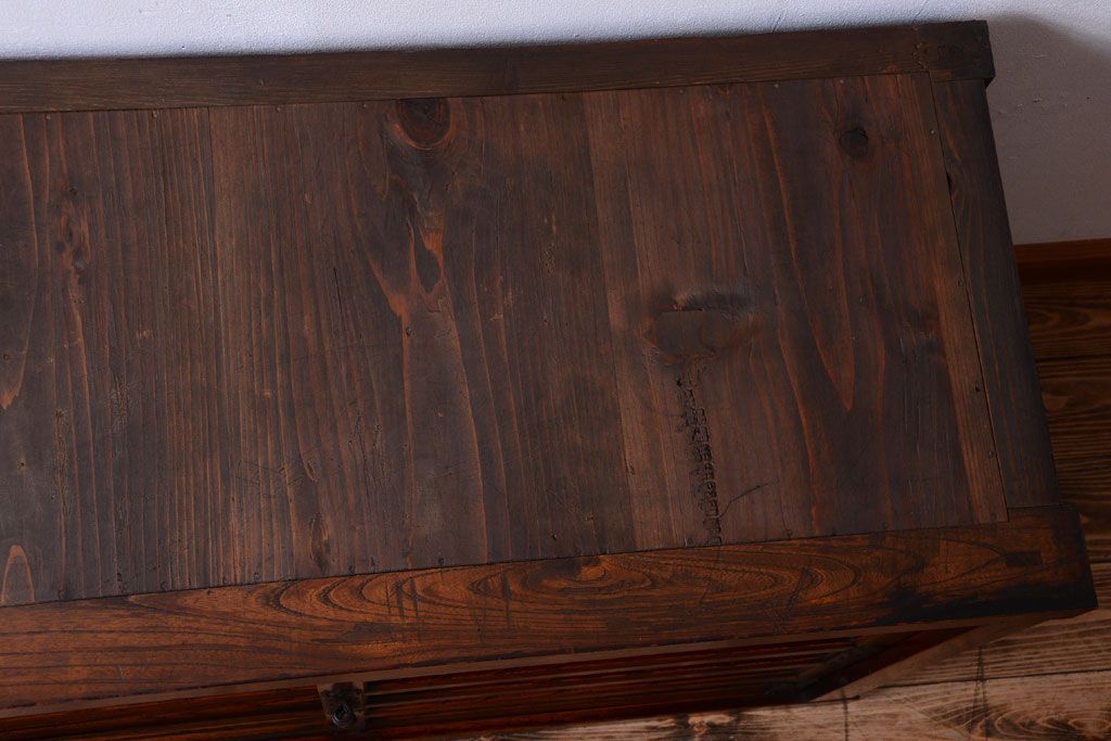 アンティーク家具　古民具・骨董　明治　前面欅材の古い米沢帳場小箪笥