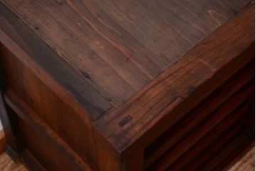 アンティーク家具　古民具・骨董　明治　前面欅材の古い米沢帳場小箪笥