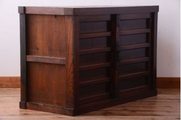 アンティーク家具　古民具・骨董　明治　前面欅材の古い米沢帳場小箪笥