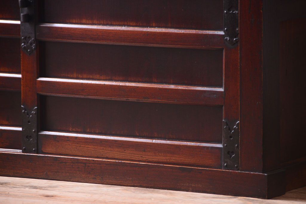 アンティーク家具　古民具・骨董　明治　前面欅材の古い米沢帳場小箪笥