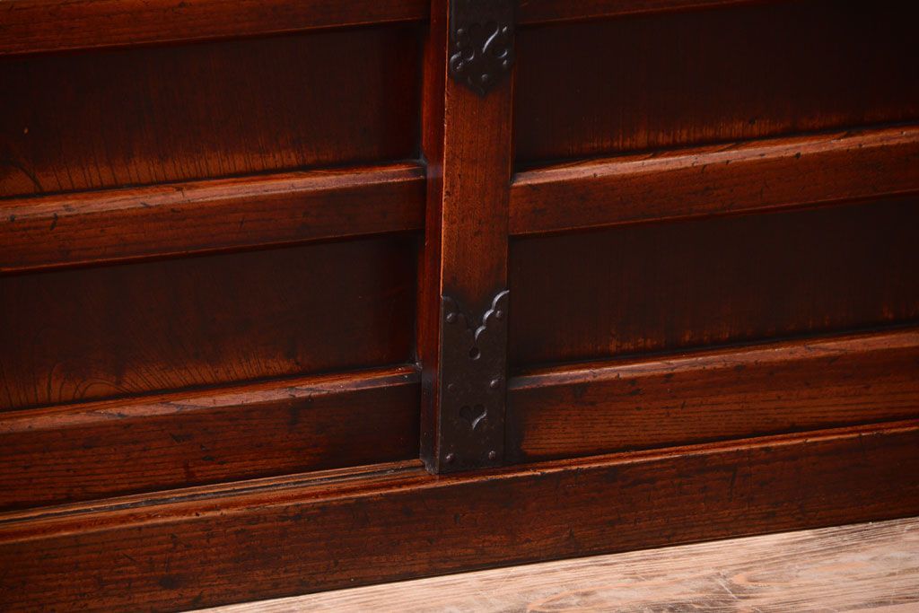 アンティーク家具　古民具・骨董　明治　前面欅材の古い米沢帳場小箪笥