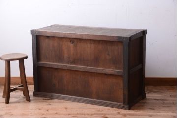 アンティーク家具　古民具・骨董　明治　前面欅材の古い米沢帳場小箪笥