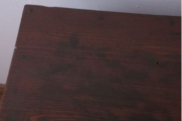 レトロ家具　昭和レトロ　棚・引き出し付き!古い木製の平机(デスク・作業台)