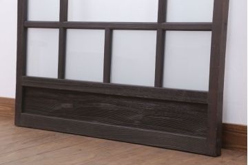 和製アンティーク　すり・ダイヤガラス入り!古い木のモダンなガラス引き戸