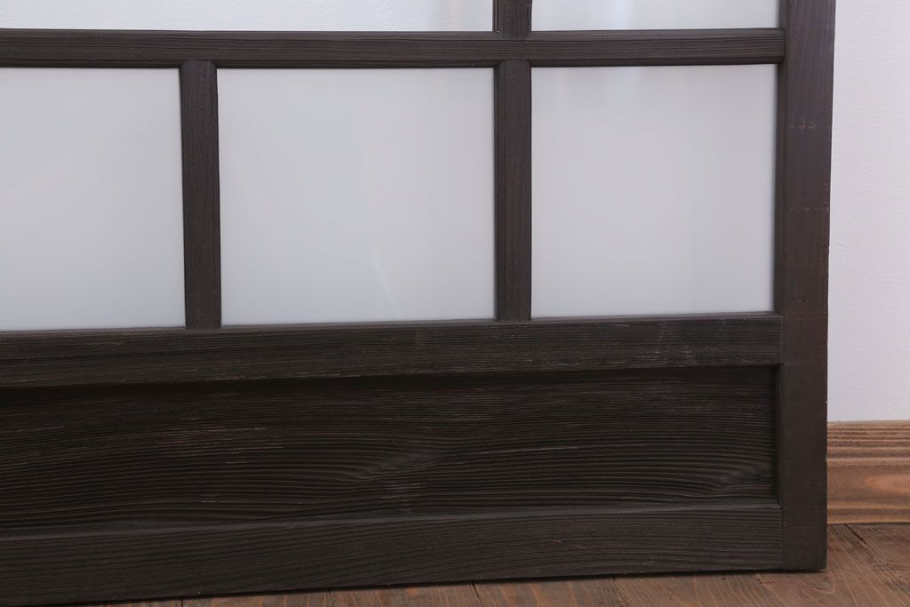 和製アンティーク　すり・ダイヤガラス入り!古い木のモダンなガラス引き戸