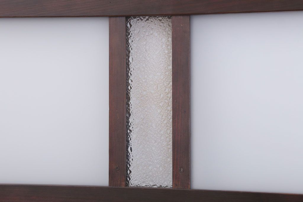 和製アンティーク　すり・ダイヤガラス入り!古い木のモダンなガラス引き戸