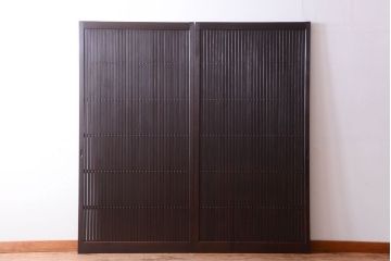 古民具・骨董　明治〜大正　古い木の高級平格子戸2枚セット