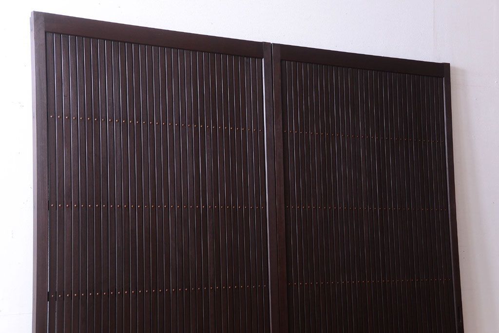 古民具・骨董　明治〜大正　古い木の高級平格子戸2枚セット