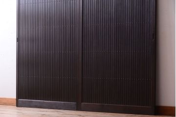 古民具・骨董　明治〜大正　古い木の高級平格子戸2枚セット