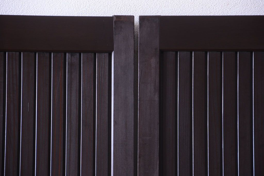 古民具・骨董　明治〜大正　古い木の高級平格子戸2枚セット