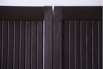 古民具・骨董　明治〜大正　古い木の高級平格子戸2枚セット