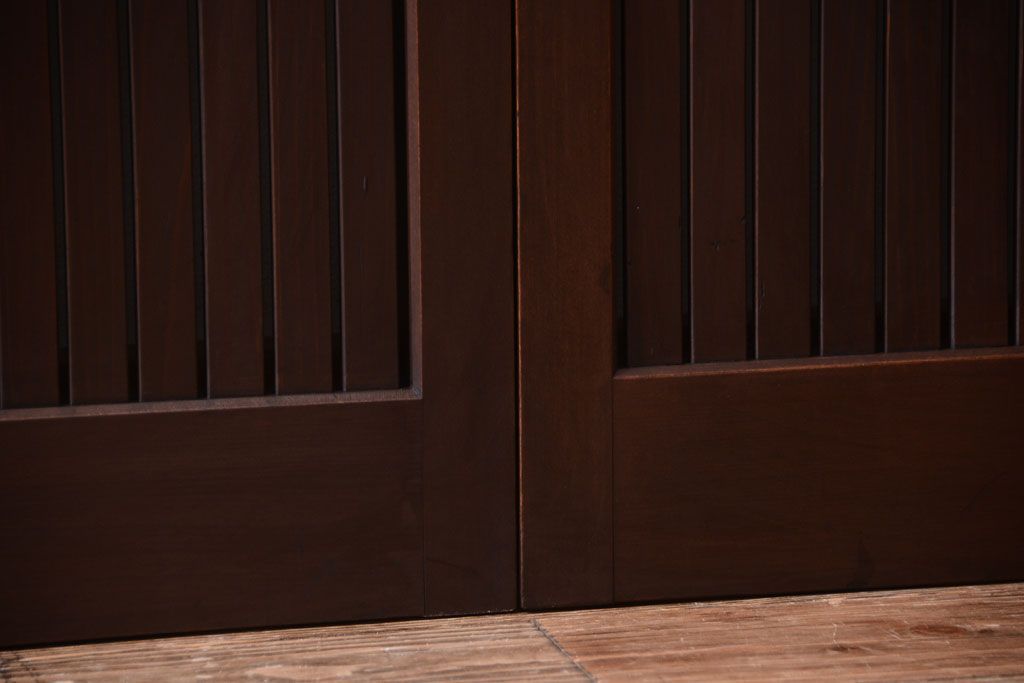 古民具・骨董　明治〜大正　古い木の高級平格子戸2枚セット