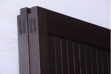 古民具・骨董　明治〜大正　古い木の高級平格子戸2枚セット