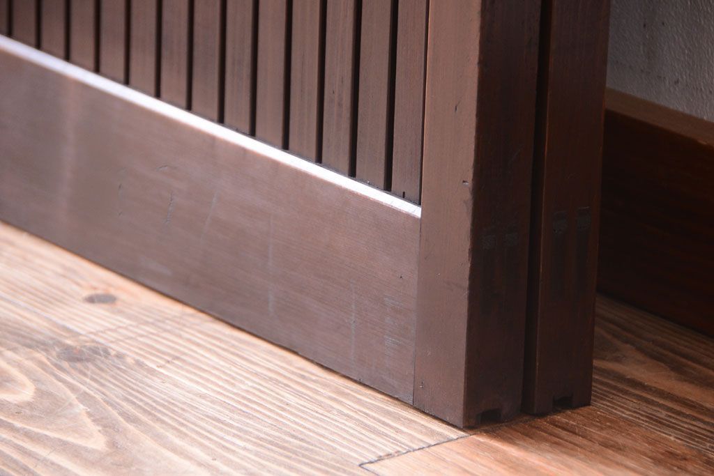 古民具・骨董　明治〜大正　古い木の高級平格子戸2枚セット