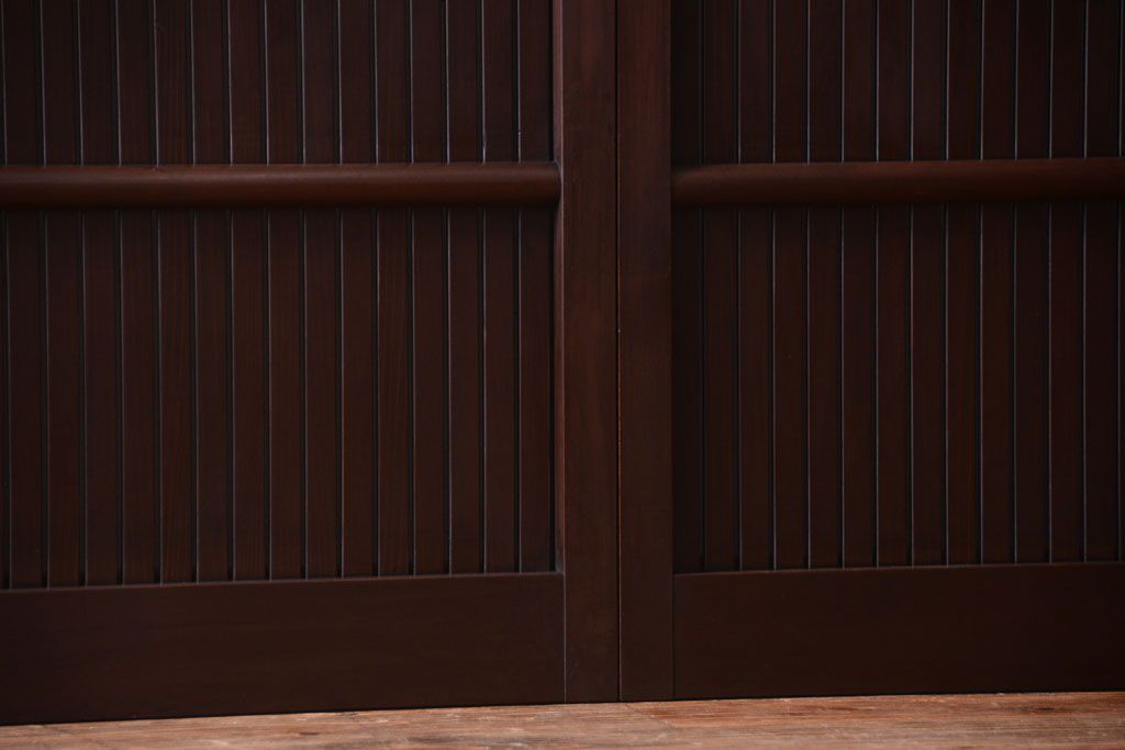 古民具・骨董　明治〜大正　古い木の高級平格子戸2枚セット