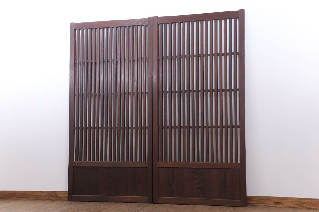 和製アンティーク　大正〜昭和　荒格子戸2枚セット