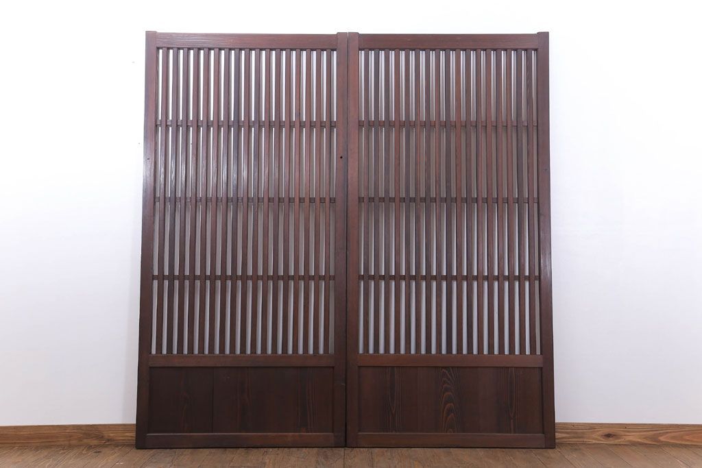 和製アンティーク　大正〜昭和　荒格子戸2枚セット
