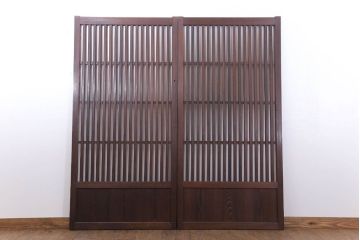 和製アンティーク　大正〜昭和　荒格子戸2枚セット