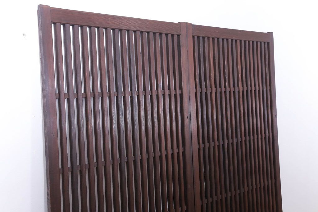 和製アンティーク　大正〜昭和　荒格子戸2枚セット