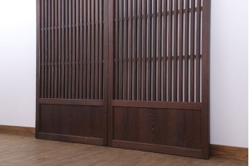 和製アンティーク　大正〜昭和　荒格子戸2枚セット