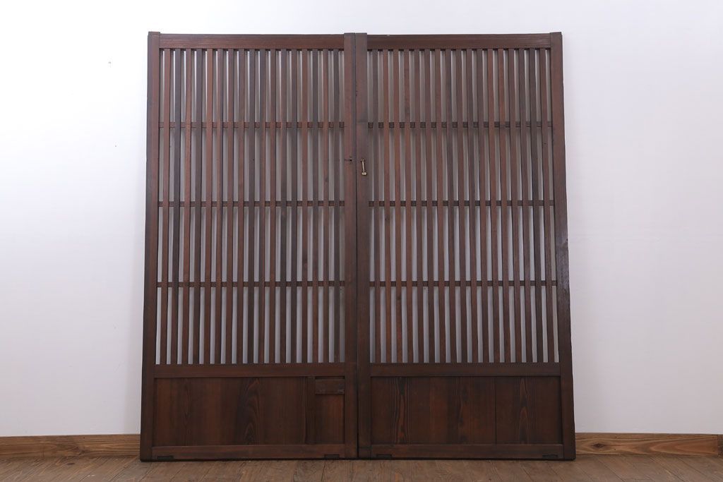 和製アンティーク　大正〜昭和　荒格子戸2枚セット