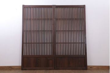 和製アンティーク　大正〜昭和　荒格子戸2枚セット