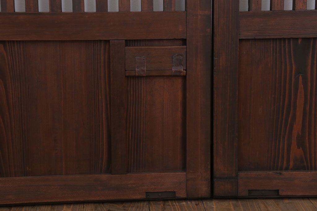 和製アンティーク　大正〜昭和　荒格子戸2枚セット