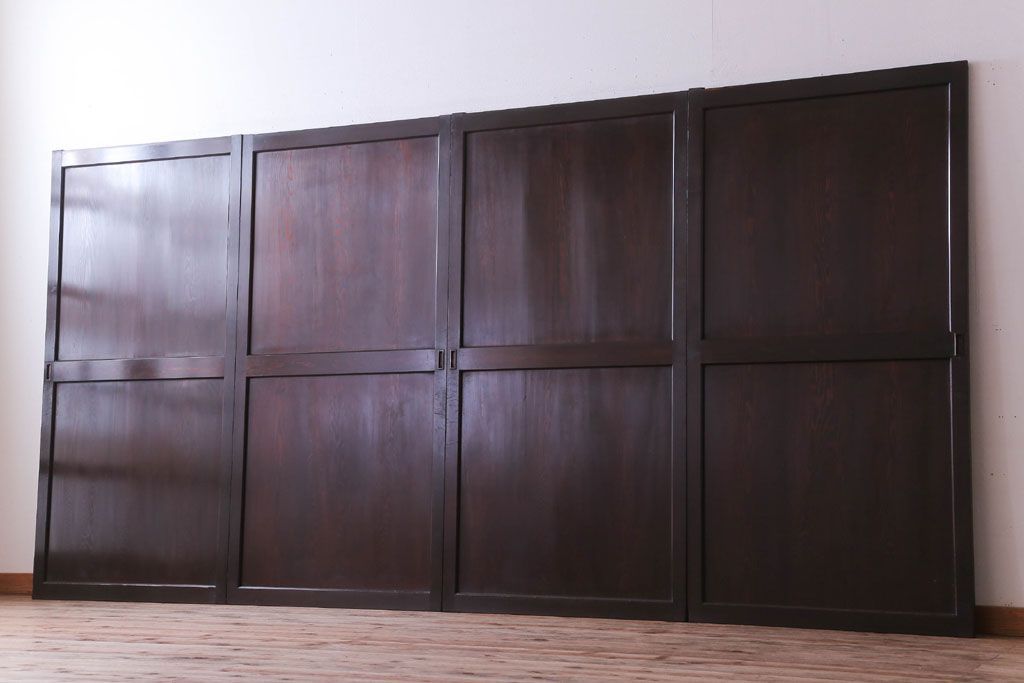 古民具・骨董　檜材のアンティーク高級板戸4枚セット