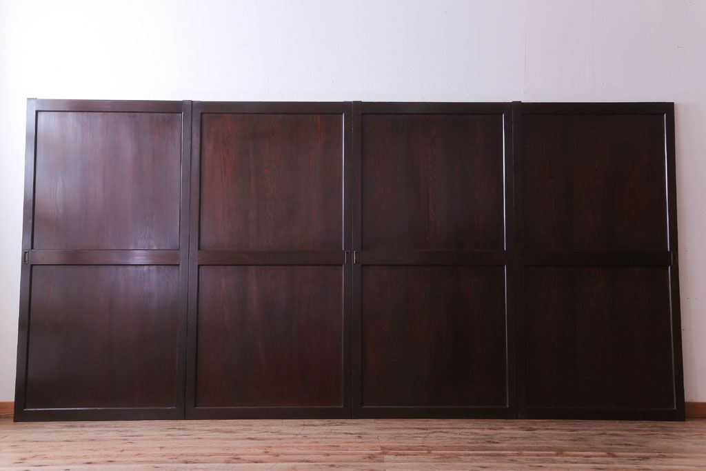 古民具・骨董　檜材のアンティーク高級板戸4枚セット