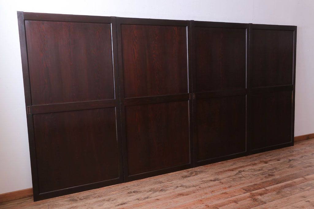 古民具・骨董　檜材のアンティーク高級板戸4枚セット