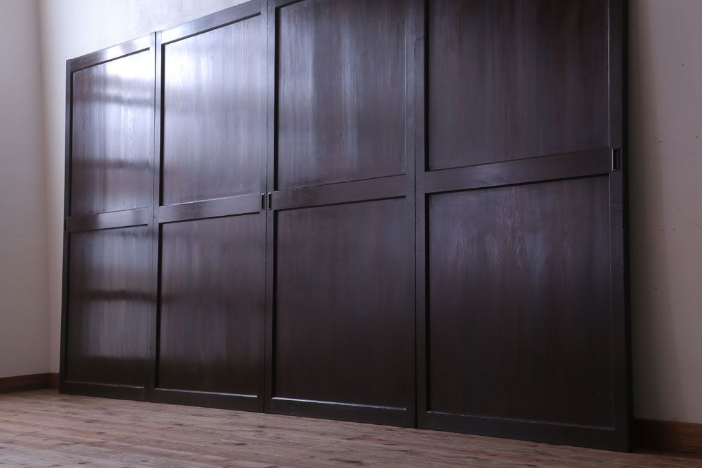 古民具・骨董　檜材のアンティーク高級板戸4枚セット