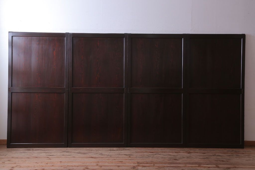 古民具・骨董　檜材のアンティーク高級板戸4枚セット