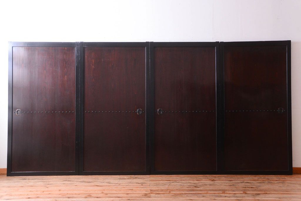 古民具・骨董　明治〜大正　古い木製の板戸帯戸4枚セット