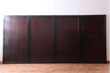 古民具・骨董　明治〜大正　古い木製の板戸帯戸4枚セット