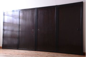 古民具・骨董　明治〜大正　古い木製の板戸帯戸4枚セット