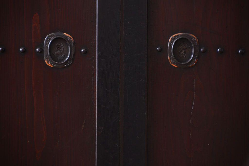 古民具・骨董　明治〜大正　古い木製の板戸帯戸4枚セット