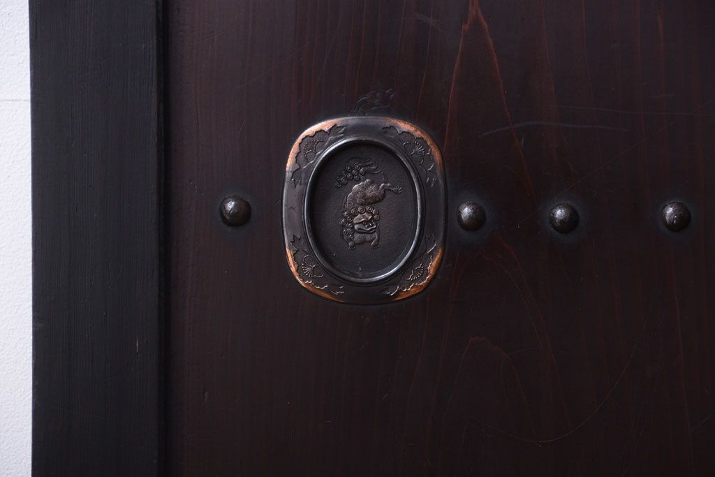 古民具・骨董　明治〜大正　古い木製の板戸帯戸4枚セット