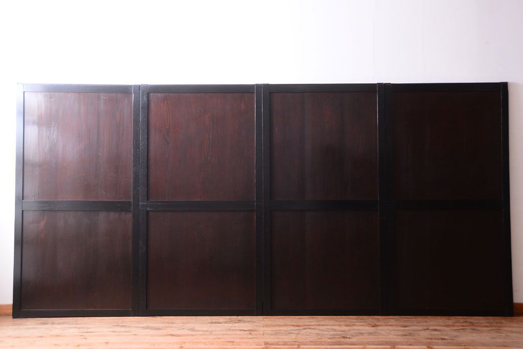 古民具・骨董　明治〜大正　古い木製の板戸帯戸4枚セット