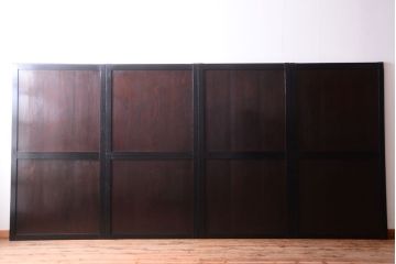 古民具・骨董　明治〜大正　古い木製の板戸帯戸4枚セット