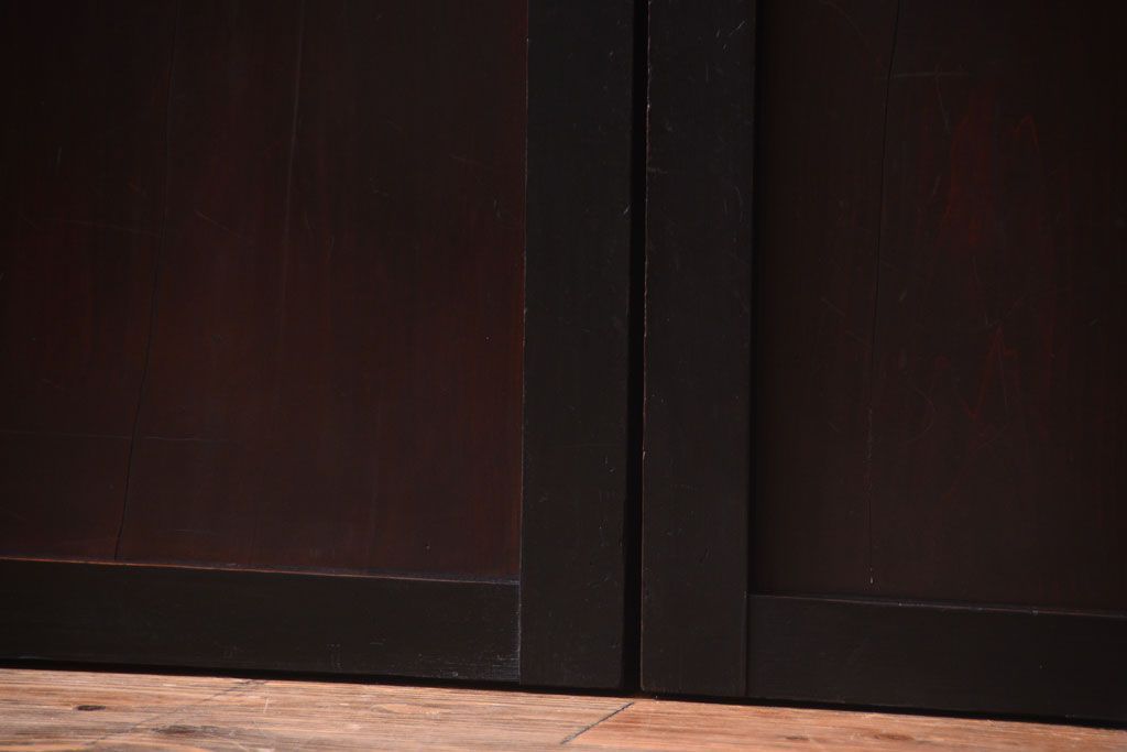 古民具・骨董　明治〜大正　古い木製の板戸帯戸4枚セット