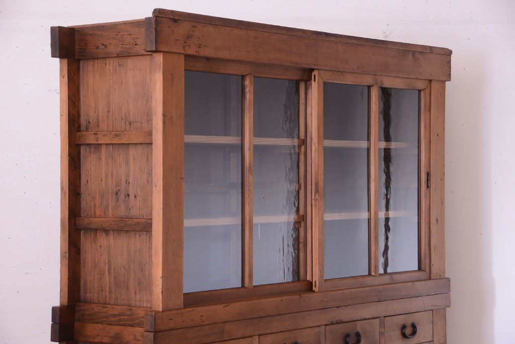 アンティーク家具　古民具・骨董　明治〜大正期　古い木味の五尺関西水屋箪笥(収納棚)