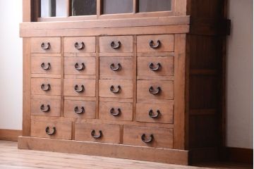 アンティーク家具　古民具・骨董　明治〜大正期　古い木味の五尺関西水屋箪笥(収納棚)