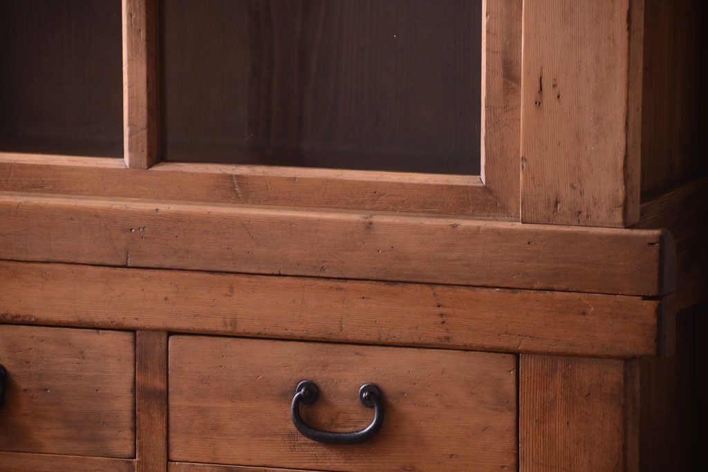 アンティーク家具　古民具・骨董　明治〜大正期　古い木味の五尺関西水屋箪笥(収納棚)