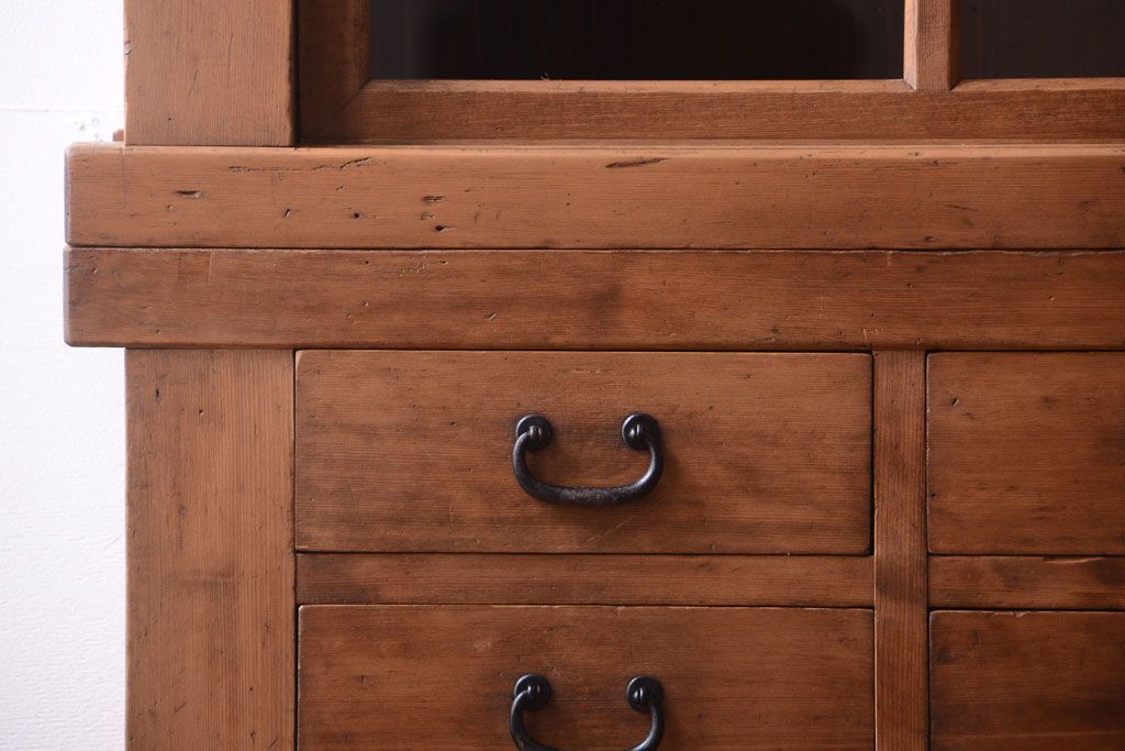 アンティーク家具　古民具・骨董　明治〜大正期　古い木味の五尺関西水屋箪笥(収納棚)