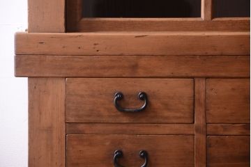 アンティーク家具　古民具・骨董　明治〜大正期　古い木味の五尺関西水屋箪笥(収納棚)