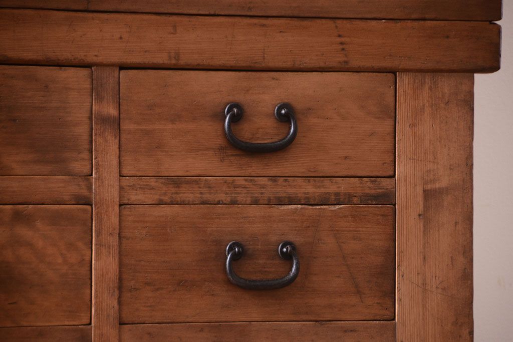 アンティーク家具　古民具・骨董　明治〜大正期　古い木味の五尺関西水屋箪笥(収納棚)