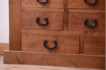 アンティーク家具　古民具・骨董　明治〜大正期　古い木味の五尺関西水屋箪笥(収納棚)